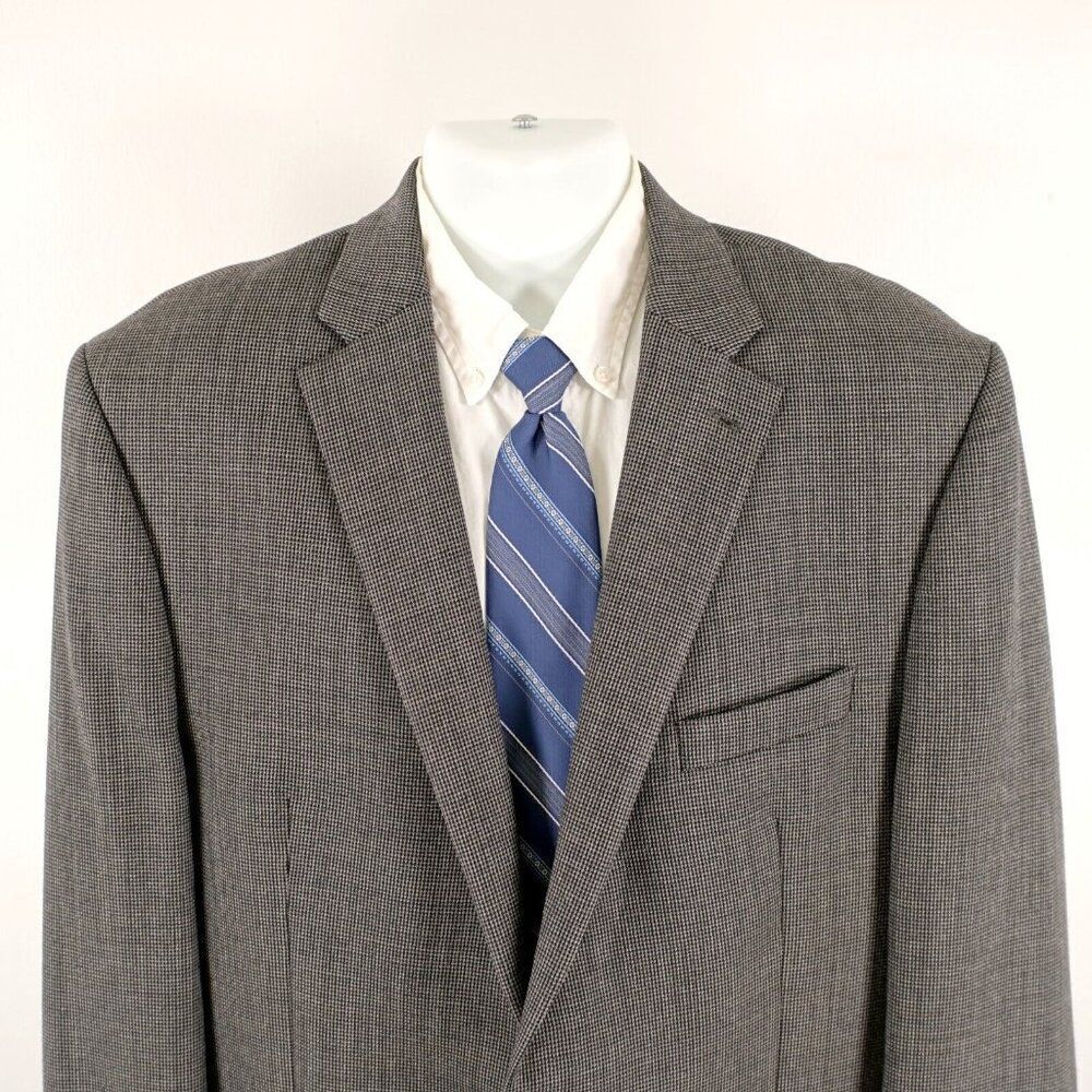 Lauren Ralph Lauren Thick Wool Wool Black Gray Tan Check 2 Button Sport Coat 46l